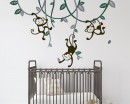 3 Monkeys Swinging From Vines Wall Decal 